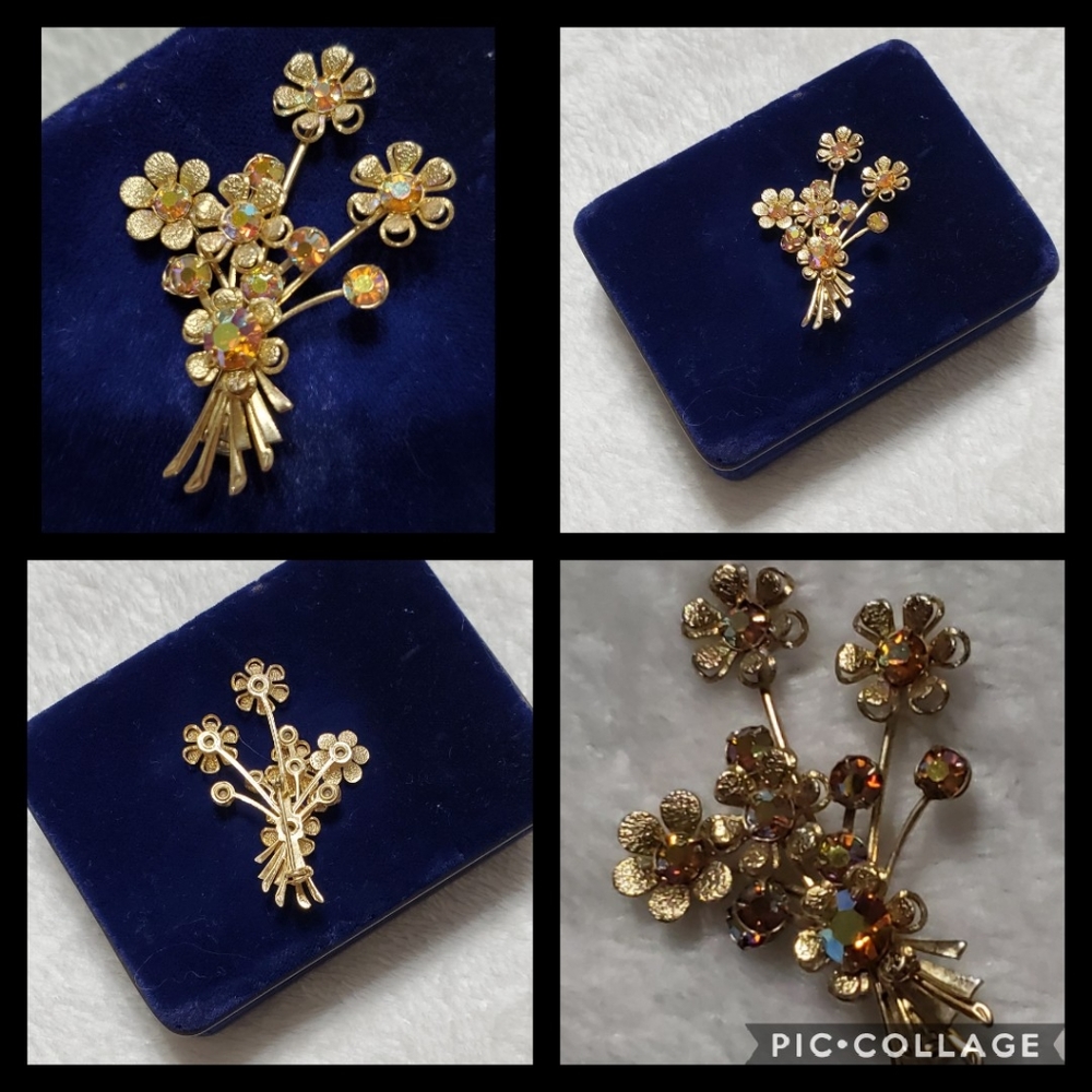 Vintage Brooch Floral Sparkle